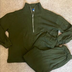 Old Navy Olive Green Women's Tracksuit Set Size L top and M pant